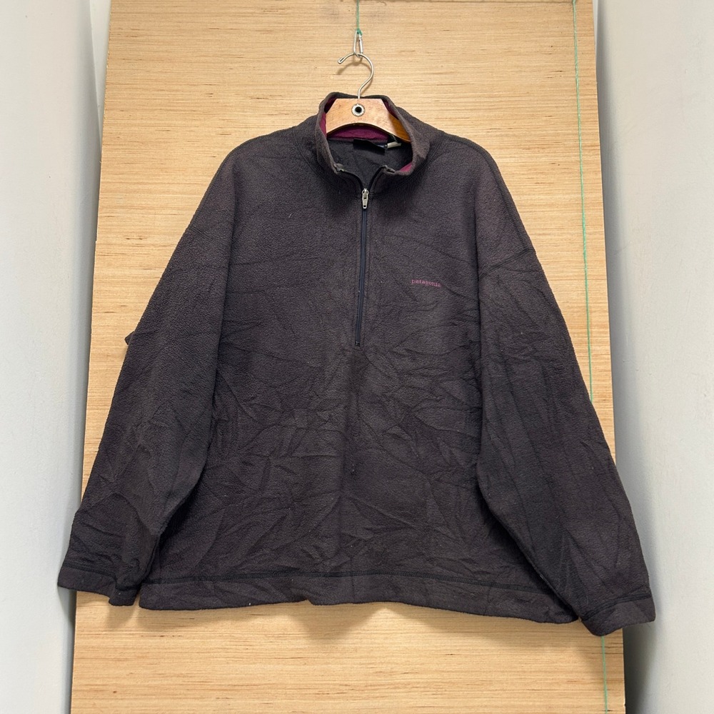 Patagonia Vintage Synchilla Fleece Quarter Zip Pullover Gray XL USA Made